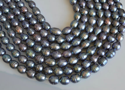 12 x 15 mm Large Hole Peacock Rice/Oval Genuine Freshwater Pearl Beads 2.2 mm Hole Pearl #380