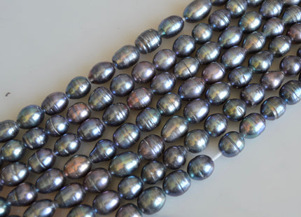 12 x 15 mm Large Hole Peacock Rice/Oval Genuine Freshwater Pearl Beads 2.2 mm Hole Pearl #380