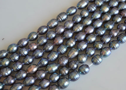 12 x 15 mm Large Hole Peacock Rice/Oval Genuine Freshwater Pearl Beads 2.2 mm Hole Pearl #380