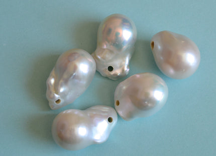 14-17x21-30 mm AAA Natural White Baroque Pearl Pendant Large Hole Top Drilled Baroque Pearl Genuine Very High Luster Top Quality Pearl #1102