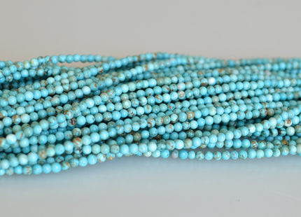 2mm Smooth Round Tiny Howlite Turquoise Color Beads Smooth Howlite Gemstone Beads #496