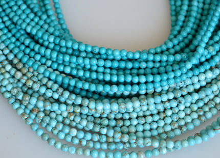 2mm Smooth Round Tiny Howlite Turquoise Color Beads Smooth Howlite Gemstone Beads #496
