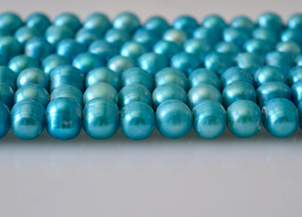 9-11 mm Large Hole Potato Shape Cyan Blue and Lime Green Color Freshwater Pearl Beads Hole 2.1mm Genuine Freshwater LargeHole Pearls # 794