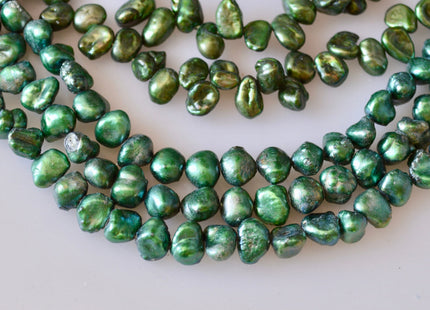 6x8mm Green Color Keishi Freshwater Pearl Beads Top & Top To Bottom Drilled Pearl Beads #799