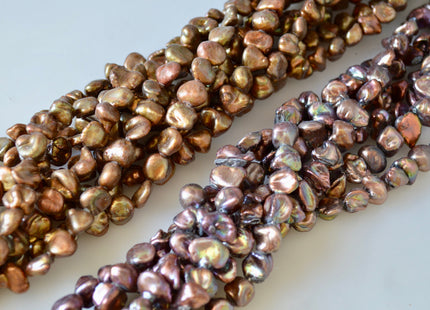8-10mm Copper Brown Or Purple Copper Color Cornflakes Shape Keshi Freshwater Pearl Beads #800