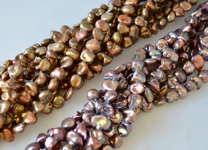 8-10mm Copper Brown Or Purple Copper Color Cornflakes Shape Keshi Freshwater Pearl Beads #800