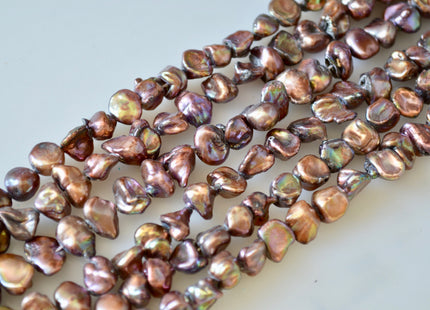 8-10mm Copper Brown Or Purple Copper Color Cornflakes Shape Keshi Freshwater Pearl Beads #800