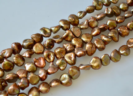8-10mm Copper Brown Or Purple Copper Color Cornflakes Shape Keshi Freshwater Pearl Beads #800