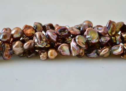 8-10mm Copper Brown Or Purple Copper Color Cornflakes Shape Keshi Freshwater Pearl Beads #800