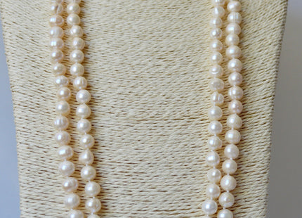 64 inches 9mm Potato Shape Pearl Necklaces Hand Single Knot White Color Pearl Necklace #314