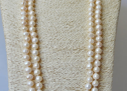 64 inches 8-10 mm Natural White Potato Pearl Necklaces Hand Knotted Long Pearl Necklace #314