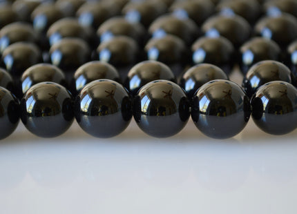 12mm 14mm Smooth Round Black Onyx Gemstone Beads 15.5 Inches #2136