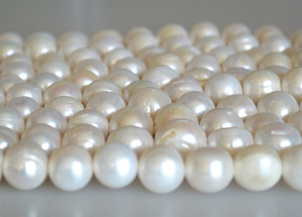 12-13 mm Half Strand Large Hole Natural White Freshwater Pearl Beads Hole Size 2.2mm Rare Jumbo Freshwater Large Hole Pearls Beads #734