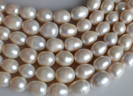 12-12.5x14-16mm Half Strand Large Hole AA Natural White Rice/Oval Freshwater Pearl Jumbo Size Beads Hole Size 1.2mm 2.1mm 12-13 Beads #236