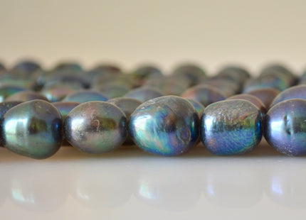 11-13 x 12-15 mm Large Hole Peacock Rice/Oval Genuine Freshwater Pearl Beads 2 mm Hole Cultured Peacock Rice Freshwater Pearl #520