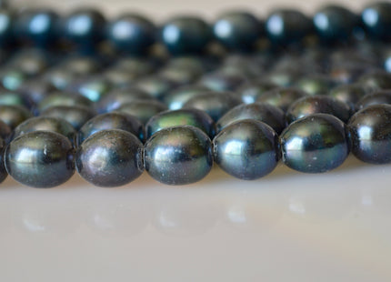 11-12x14mm AA Full Strand Dark Blue Peacock Large Hole Freshwater Pearl Beads Hole 2.2mm #804