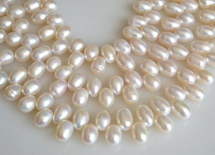 8x11-12mm Top Drilled Rice/Oval Freshwater Pearl Beads White Color Dancing Genuine Cultured Freshwater Pearls #744
