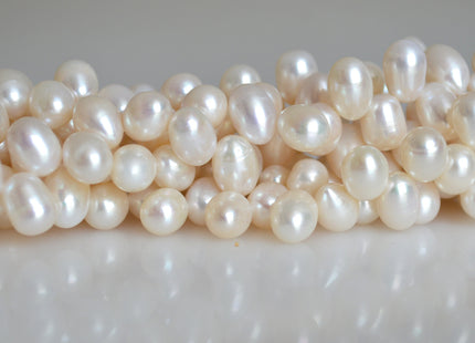 8x11-12mm Top Drilled Rice/Oval Freshwater Pearl Beads White Color Dancing Genuine Cultured Freshwater Pearls #744