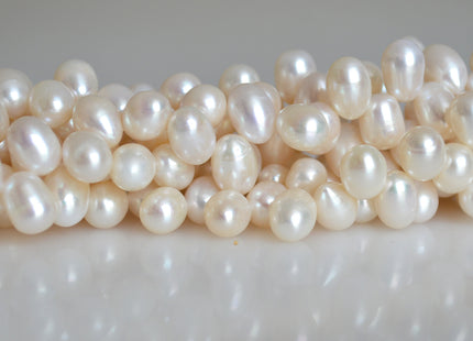 8x11-12mm Top Drilled Rice/Oval Freshwater Pearl Beads White Color Dancing Genuine Cultured Freshwater Pearls #744