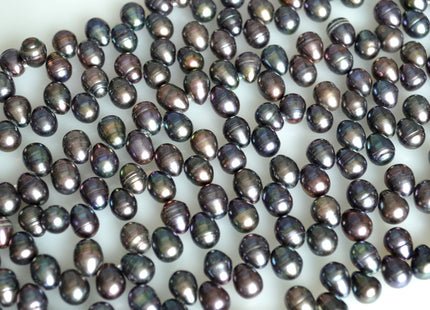 7x8-9mm Top Drilled Teardrop Shape Freshwater Pearl Beads Dark-Gray Color Dancing Genuine Cultured Freshwater Pearls  #748