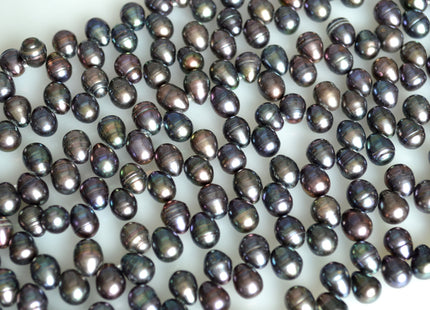 7x8-9mm Top Drilled Teardrop Shape Freshwater Pearl Beads Dark-Gray Color Dancing Genuine Cultured Freshwater Pearls #748