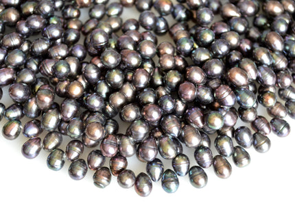 7x8-9mm Top Drilled Teardrop Shape Freshwater Pearl Beads Dark-Gray Color Dancing Genuine Cultured Freshwater Pearls #748