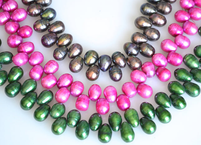 7-8x9-10mm Top Drilled Oval/Drop Shape Freshwater Pearl Beads Multi Color Dancing Genuine Cultured Freshwater Pearls #750