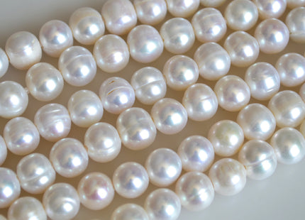 11-12 mm Large Hole Potato White Peacock and Silver/Gary Freshwater Pearl Beads 2mm Hole, Natural Cultured Freshwater Pearls #42