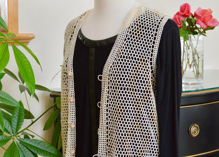 Hand Made Freshwater Pearl Vest Peach and Creamy White Rice Shape Pearl Vest Handicraft Pearl Vest #808