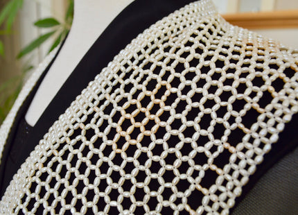 Hand Made Freshwater Pearl Vest Peach and Creamy White Rice Shape Pearl Vest Handicraft Pearl Vest #808