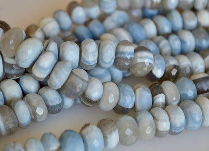 10-11 mm Natural Opal Gemstone Blue and Gray Natural Color Peru Boulder Opal Beads Faceted Rondelle 8 Inch Strands #2138