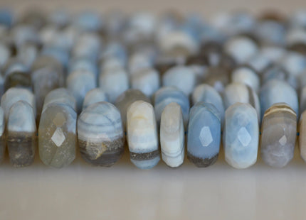 10-11 mm Natural Opal Gemstone Blue and Gray Natural Color Peru Boulder Opal Beads Faceted Rondelle 8 Inch Strands #2138