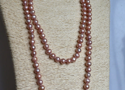 54 inches 7-8mm Potato Shape Hand Knotted Pearl Necklaces Natural Freshwater Pearl Necklace #756