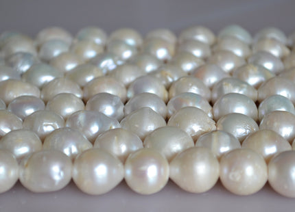 12-14mm Approx. Natural White Large Hole Graduated Baroque Pearl Beads, Natural Baroque Pearls, Ivory Baroque Beads #118