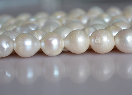12-14mm Approx. Natural White Large Hole Graduated Baroque Pearl Beads, Natural Baroque Pearls, Ivory Baroque Beads #118