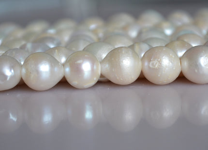 12-14mm Natural White Large Hole Graduated Freshwater Baroque Pearls 2 mm Hole Pearl Beads #118
