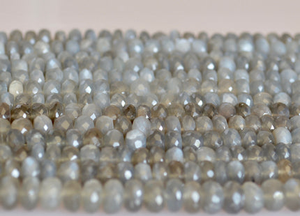 8-9 mm AA Natural Gray Moonstone Beads Faceted Roundel Shape Half Strand 8 Inches #2128