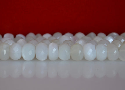 8-9 mm AAA Natural Color White Moonstone Beads Gemstone Faceted Rondelle Shape 14 inches #2129