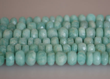 Natural Semi Precious Gemstone Amazonite Beads Natural Color Faceted Roundel Shape 9-9.5 inches #2132