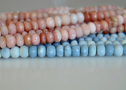 5-6x8mm Natural Gemstone Multi Pink and Blue Opal Beads Faceted Roundel 15 inches #2134