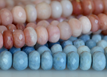 5-6x8mm Natural Gemstone Multi Pink and Blue Opal Beads Faceted Roundel 15 inches #2134