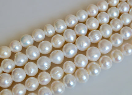 11-13 mm AA Half Strand Natural White Large Hole Freshwater Potato Pearl Beads 2.2mm Hole Natural White Pearl Beads #33