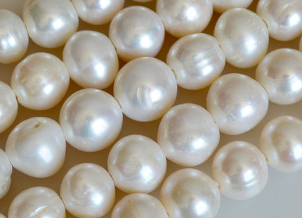 11-13 mm AA Half Strand Natural White Large Hole Freshwater Potato Pearl Beads 2.2mm Hole Natural White Pearl Beads #33
