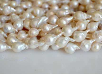 8x10-12x15mm Natural White Teardrop Baroque Freshwater Pearl Beads Limited Edition Natural White Irregular Baroque Pearls (276-BQW0925)