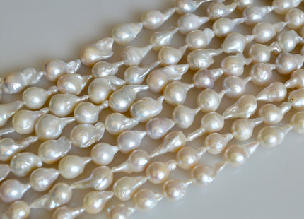 8x10-12x15mm Natural White Teardrop Baroque Freshwater Pearl Beads Limited Edition Natural White Irregular Baroque Pearls (276-BQW0925)