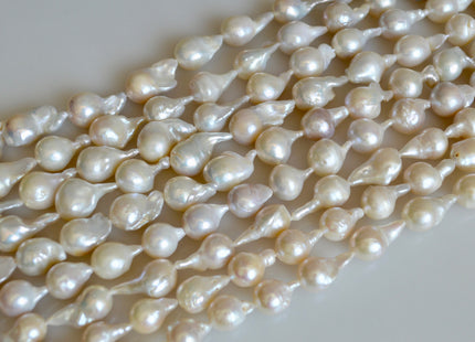 8x10-12x15mm Natural White Teardrop Baroque Freshwater Pearl Beads Limited Edition Natural White Irregular Baroque Pearls (276-BQW0925)