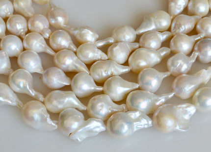 8x10-12x15mm Natural White Teardrop Baroque Freshwater Pearl Beads Limited Edition Natural White Irregular Baroque Pearls (276-BQW0925)