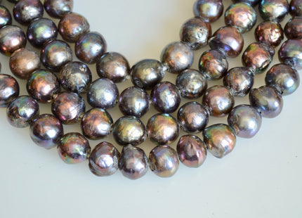 12-13 mm Large Hole Off Round Shape Freshwater Pearl Beads 2mm Hole Dark Peacock Color Baroque Pearls #809