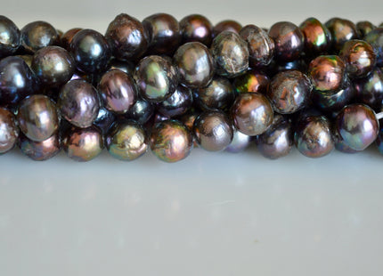 12-13 mm Large Hole Off Round Shape Freshwater Pearl Beads 2mm Hole Dark Peacock Color Baroque Pearls #809