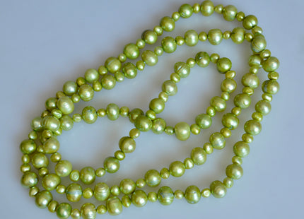 42 inches Apple Green Color 2 Sizes Potato Shape Freshwater Pearl Necklaces Long Necklace #810